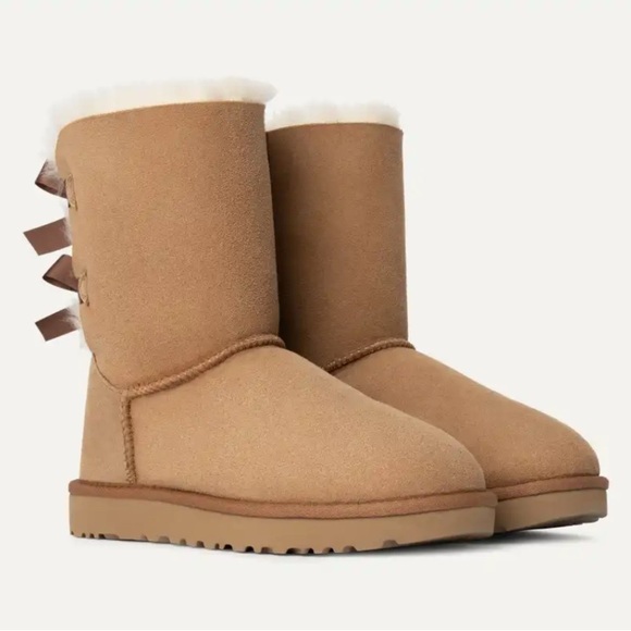 UGG Bailey Bow II Sheepskin Boots Chestnut Women’s 9 - Picture 6 of 13
